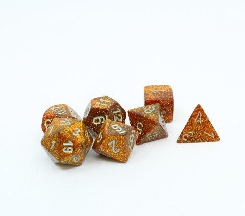 Glitter Gold with Silver Dice Set - Rollespilsterninger - Chessex
